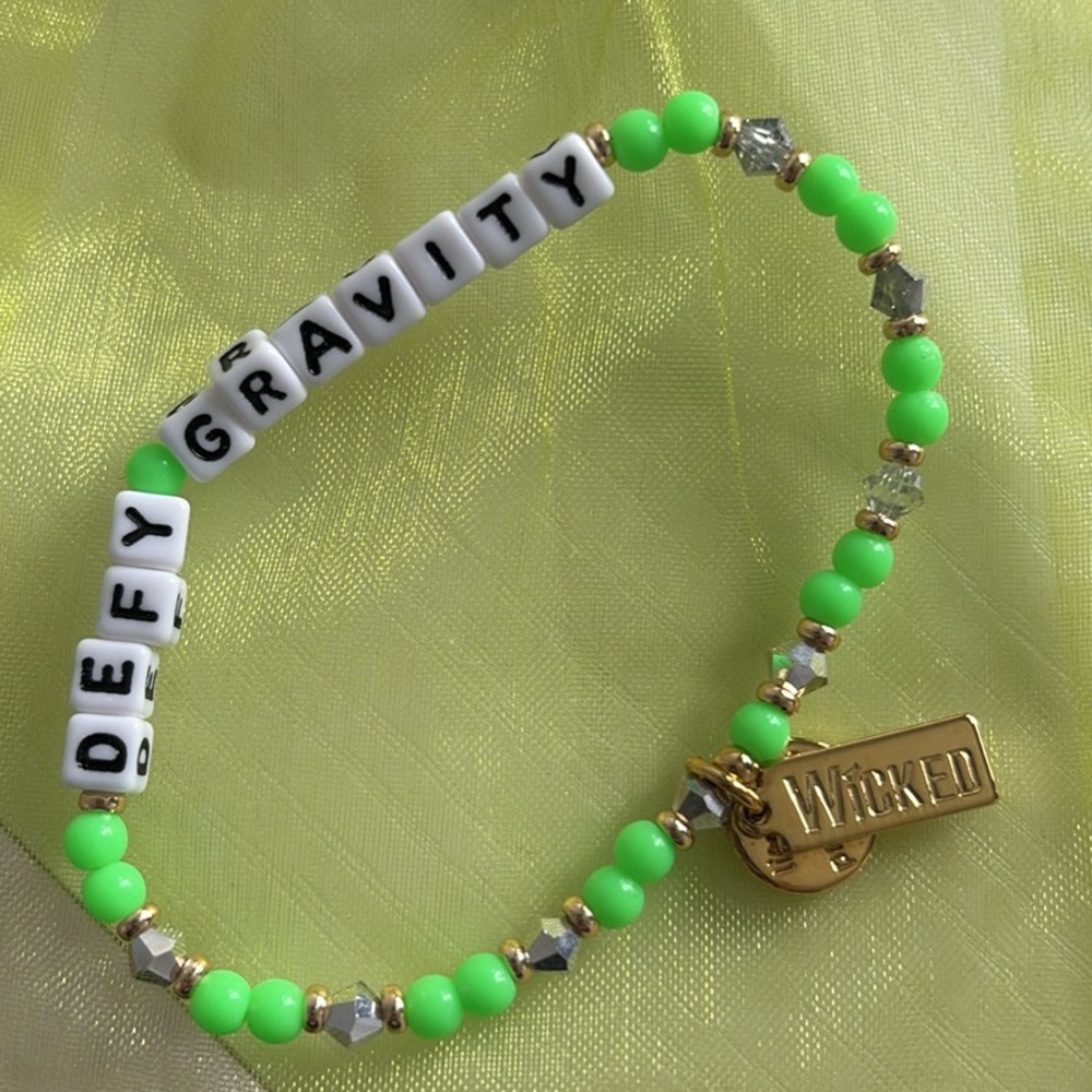 Wicked Defy Gravity Green and Gold Beaded Bracelet - by Little Words Project